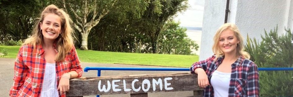 Ceilidh co-organisers Ellen Cartwright (left) and Malissa Murphy of Silverdale welcome guests to the event