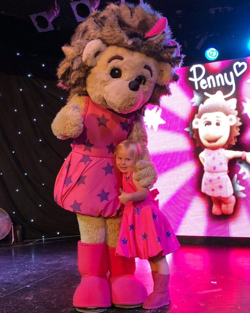 Pretty in pink: little Amber matched perfectly her hedgehog heroine when the pair met at the Brixham park